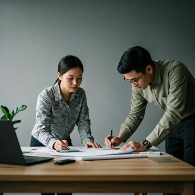 Team collaborating on architecture